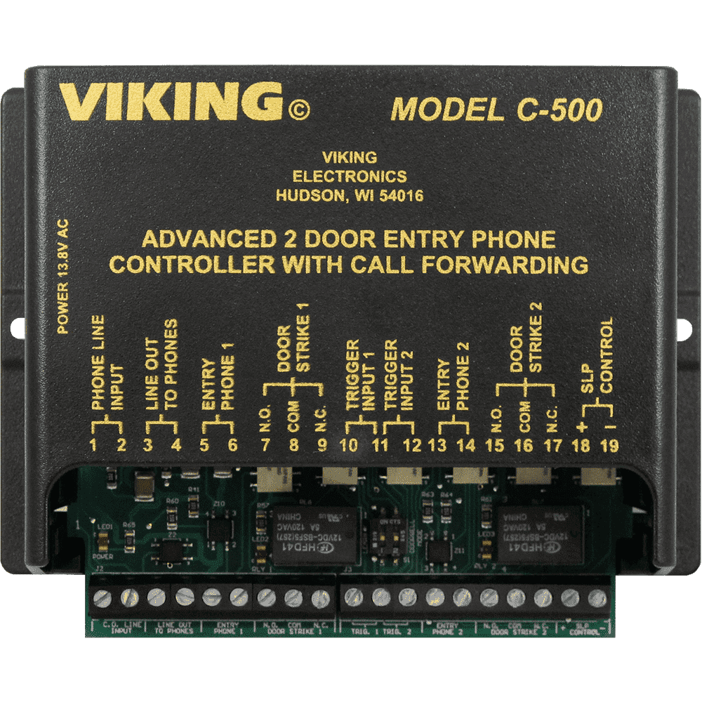 door entry system controller for 2 doors. Includes call forwarding