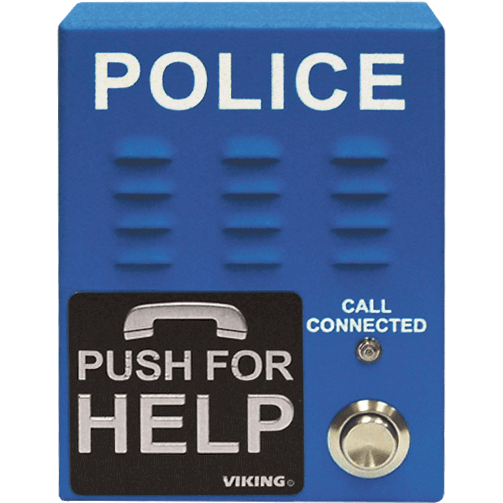 blue emergency police voip phone with dialer and announcer
