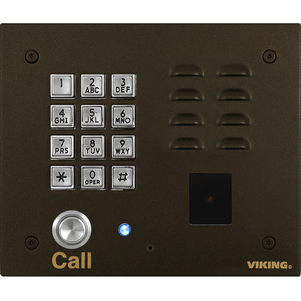 VoIP entry phone with proximity reader and bronze finish