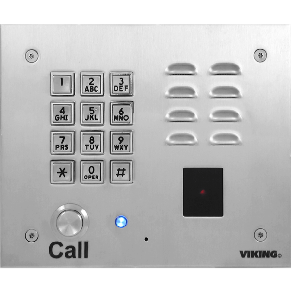 brushed stainless VoIP entry phone with proximity reader and EWP