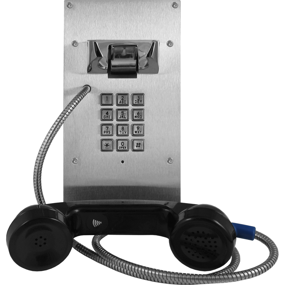 stainless steel panel hot-line phone with armored cable and steel keypad