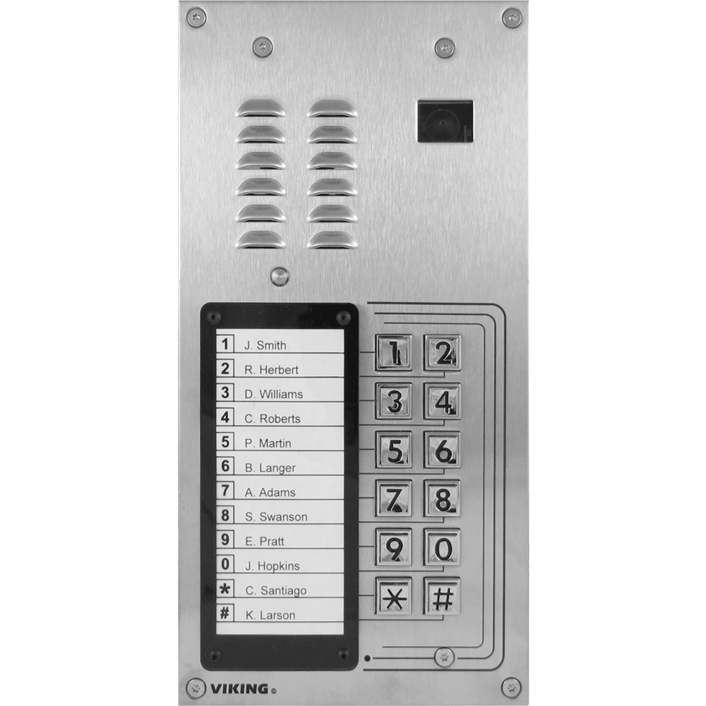 apartment entry phone with video camera, name directory, and weather protection