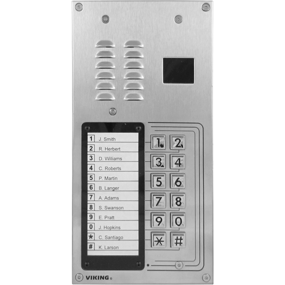 12 button apartment entry phone with proximity reader and weather protection