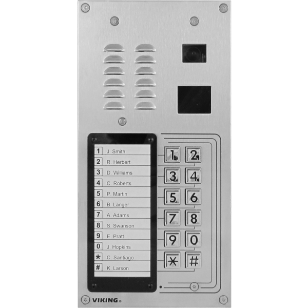 12 button apartment entry phone with proximity reader and video camera